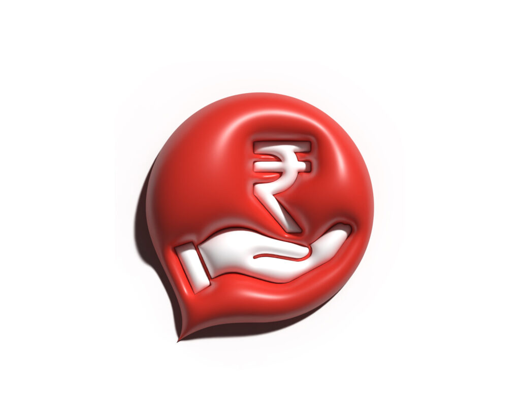 Save Rupee icon. Indian Rupee on Hand. Banking, Investment and F